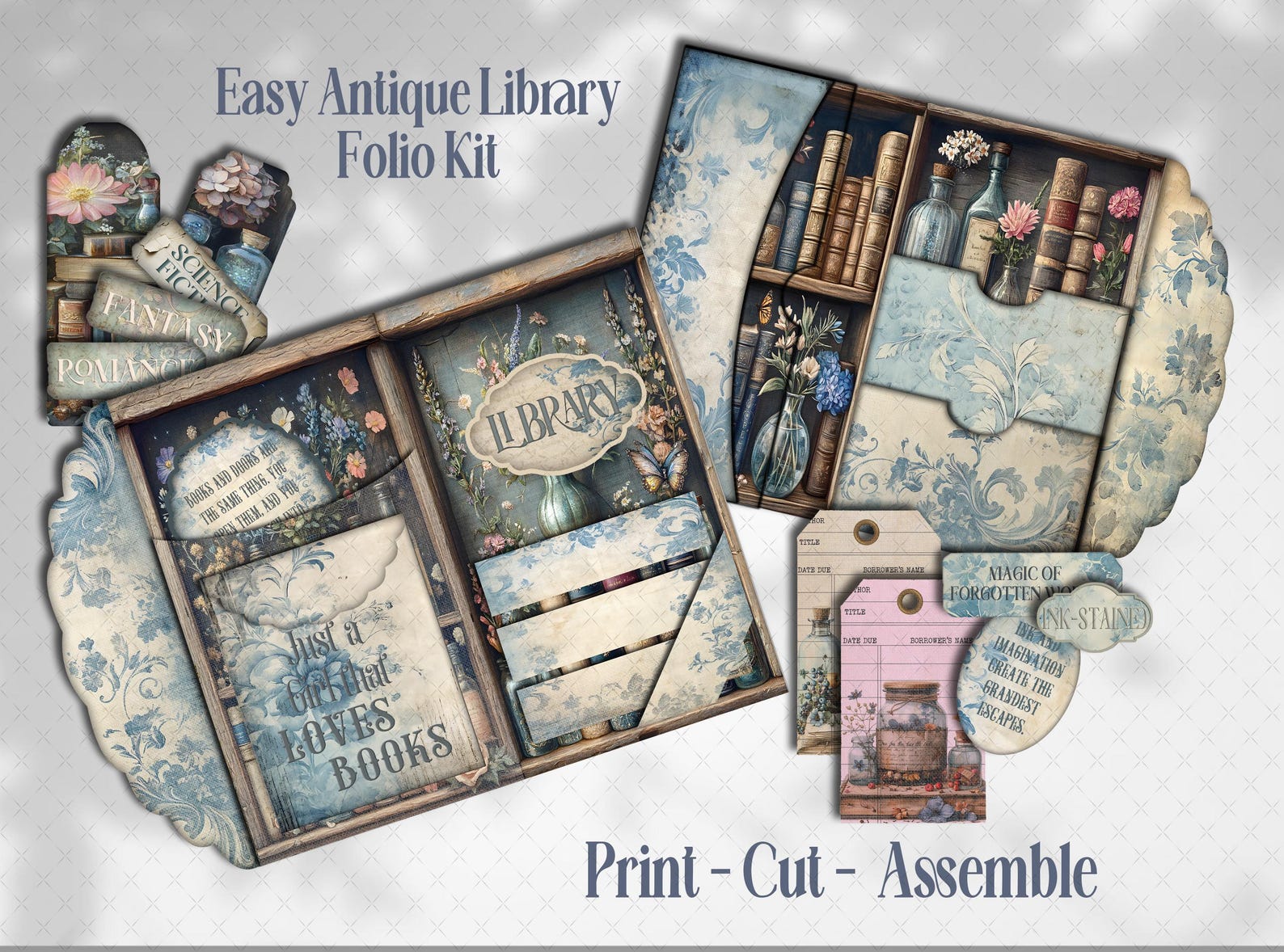 Antique Library Folio Kit - Fully Loaded Junk Journal Printable ...