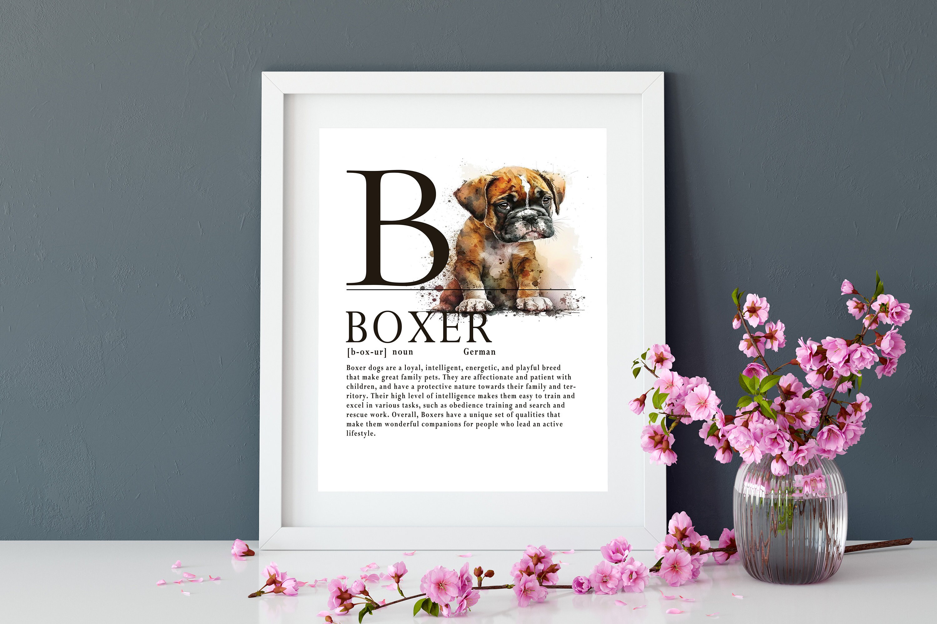 Boxer Dog Definition Art Print Loyalty Intelligence Etsy
