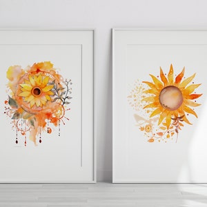 Watercolor SunFlower pngs - Creative Clip Art for Card Making & Stationery, Invitations, Prints, Scrapbooking, craft supplies and tools
