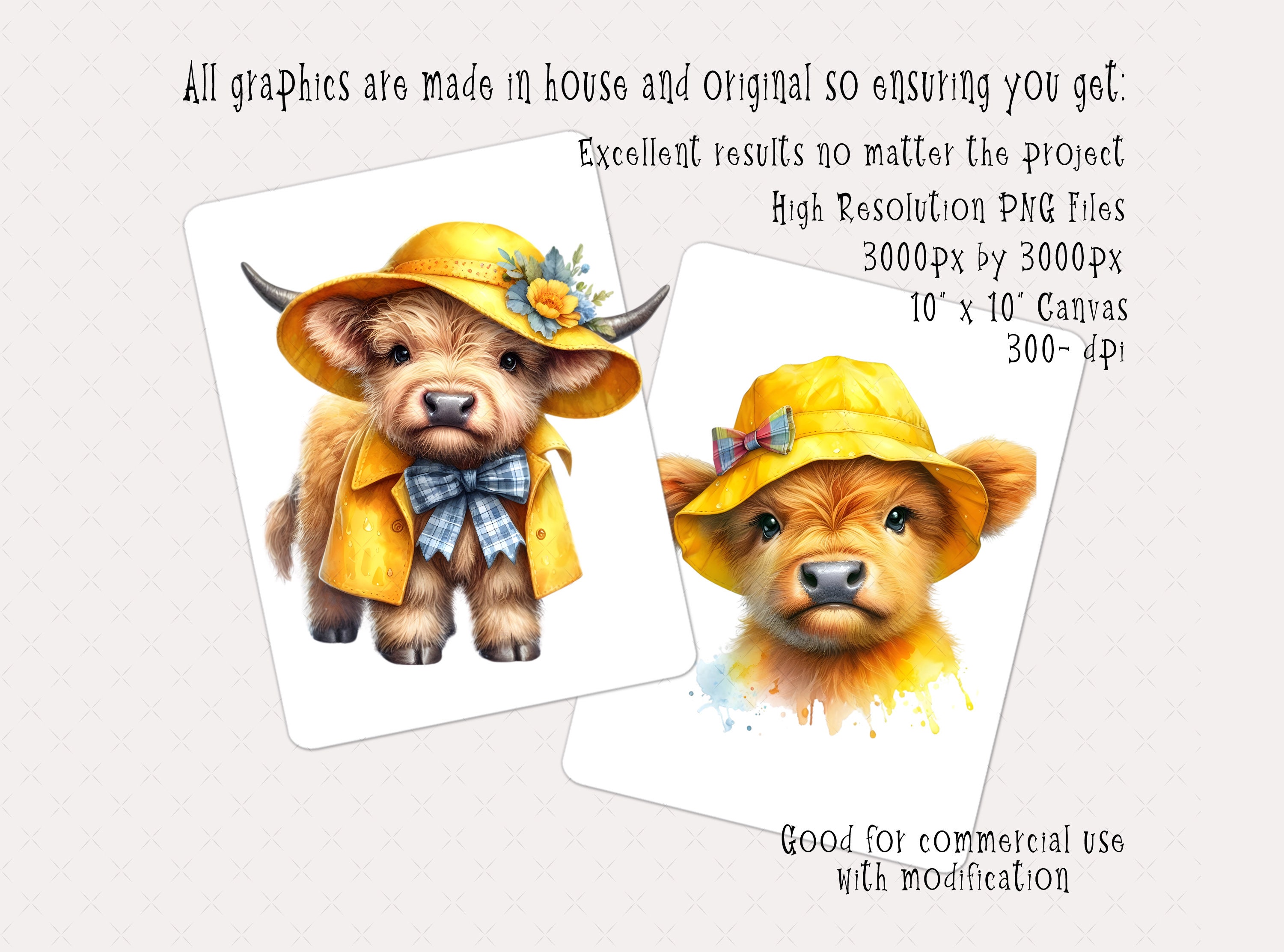 10 Cute Cozy Winter Highland Cow PNG Clip Art Bundle, Instant Digital ...