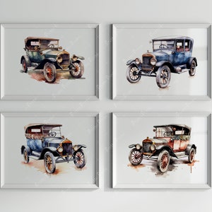 Classic 1920&#39;s Model T Automobile digital Clip Art - Vintage Car Designs - Car Enthusiast Gifts - Printable Classic Car illustrations, PNG