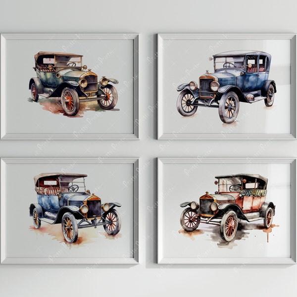Classic 1920's Model T Automobile digital Clip Art - Vintage Car Designs - Car Enthusiast Gifts - Printable Classic Car illustrations, PNG