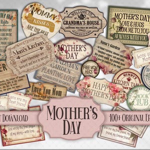 Muttertag Zitat Ephemera, Vintage Junk Journal Mama Mama Oma Nana Scrapbook Gefühle, Shabby Chic druckbare Karte machen Bastelbedarf