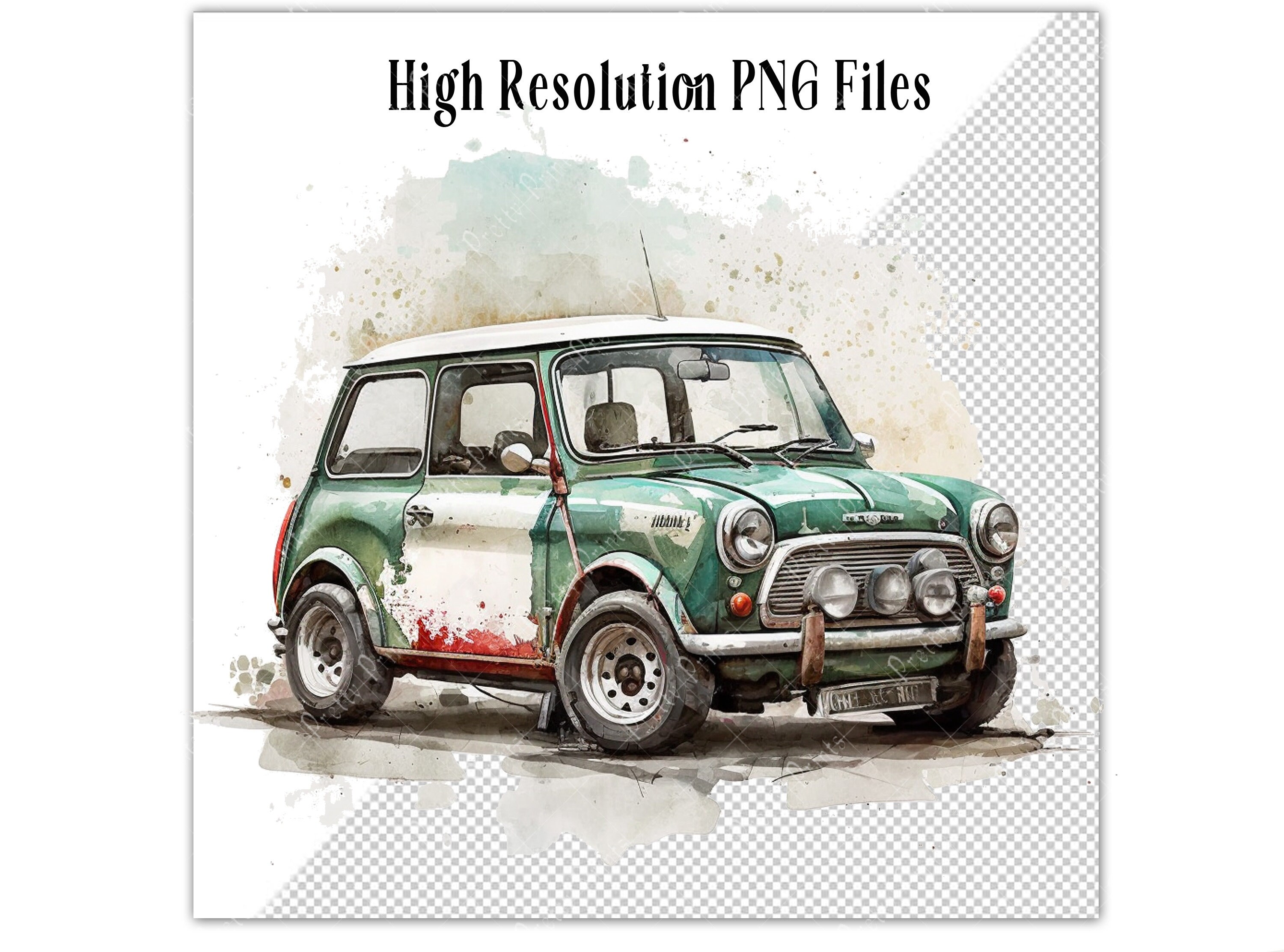 Classic Mini Cooper Clip Art Digital Images for Cards Etsy