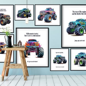Monstertruck - Off-Road-Titanen - Hot Wheels - druckbare Monstertruck-Poster - Perfekt für Spielzimmer - Off-Road-Trucks - Monster 4x4 Fahrzeug.