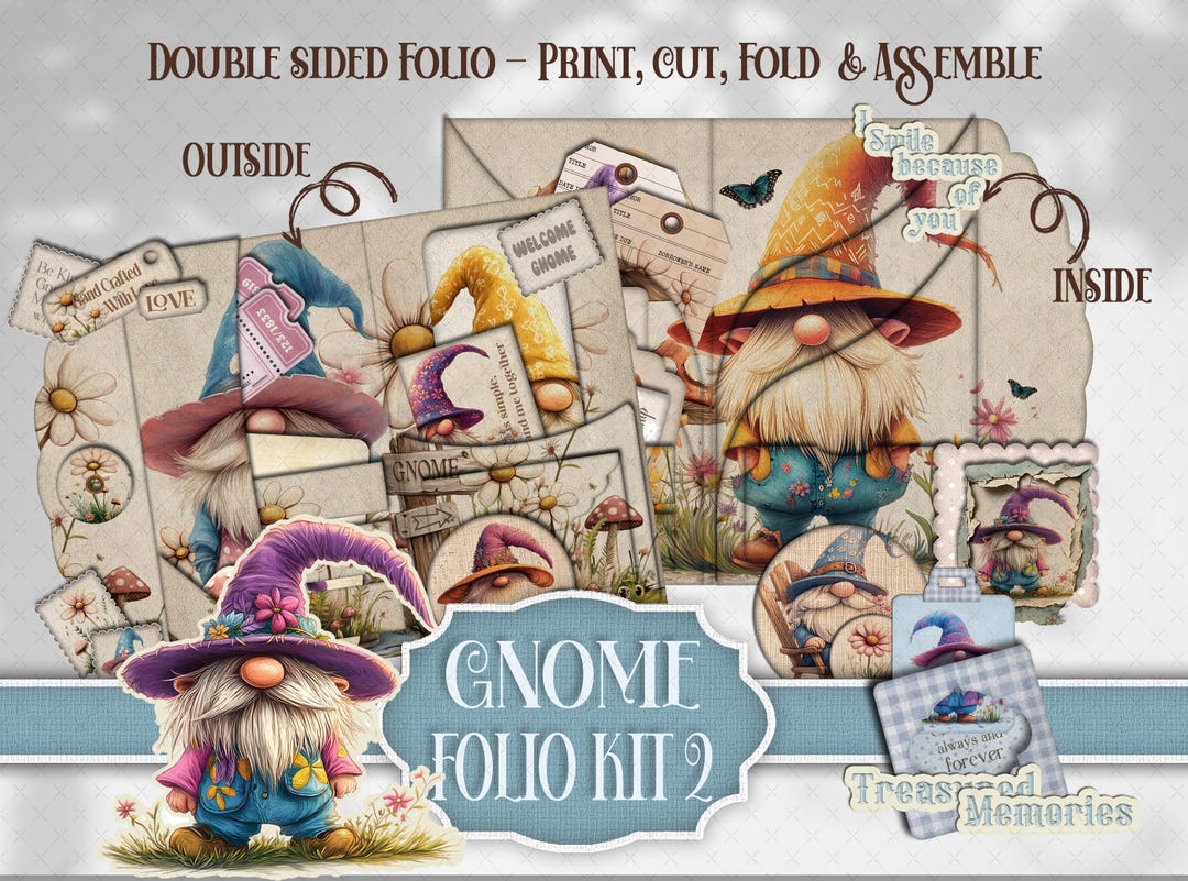 Gnome Folio Kit: Printable Fully Loaded Junk Journal, Scrapbook Paper ...