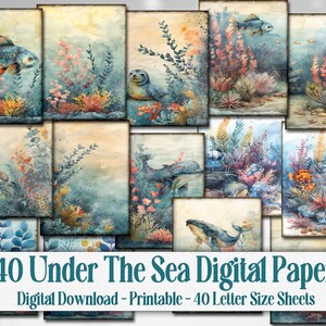 Under the Sea Digital Paper Ocean Life Journal Scrapbook Background ...