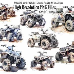 Quad Bike ATV PNG Illustrations DIY Craft Supply - Card Making - Off-Road Vehicle - Bike Exploration - Great Outdoors Adventure