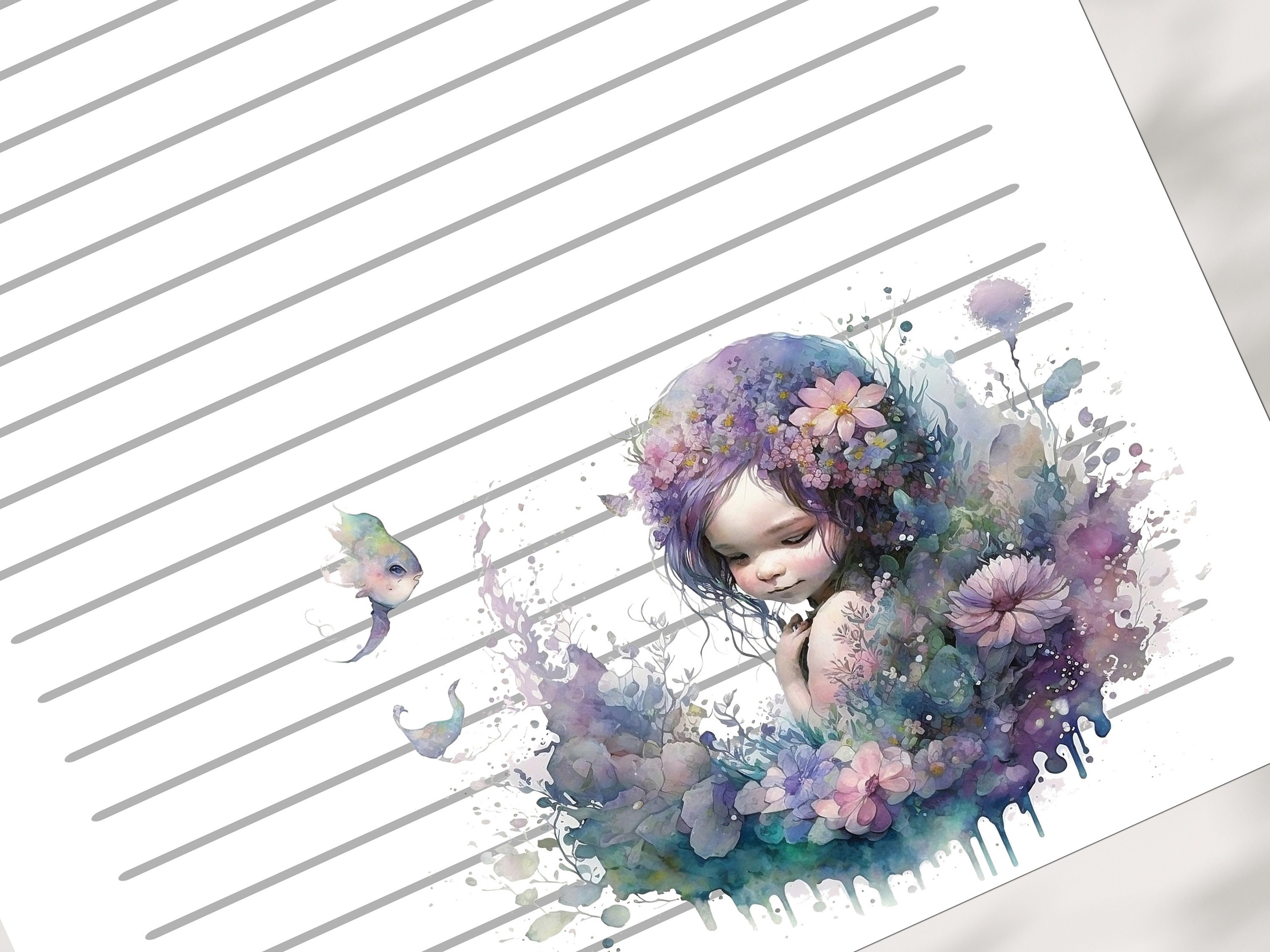 Magical Fairy Printable Stationery Set Mermaid Unicorn - Etsy