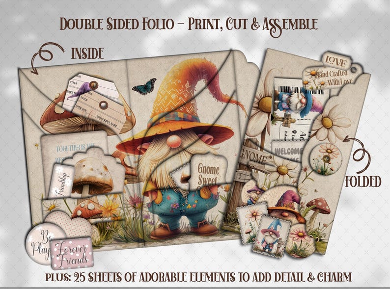 Gnome Folio Kit: Printable Fully Loaded Junk Journal, Scrapbook Paper ...