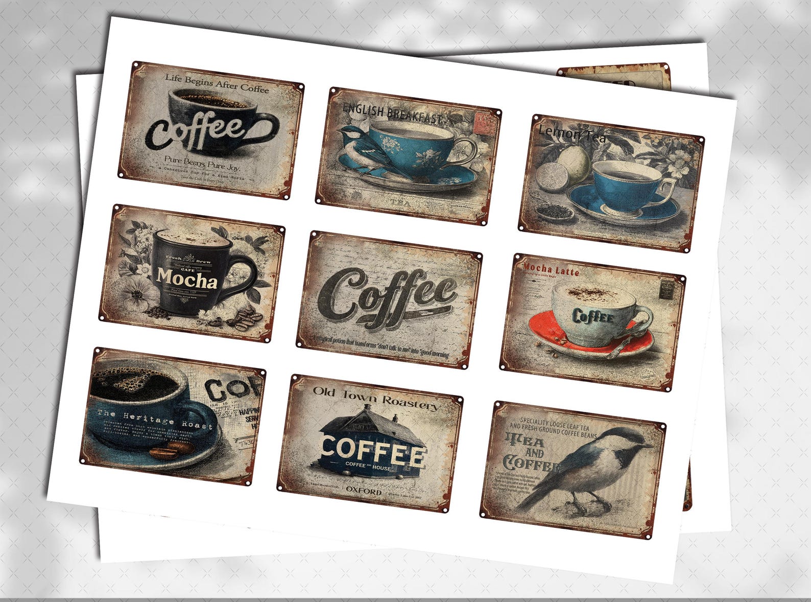 Vintage Coffee Signs Ephemera: Printable Coffee House Metal Sign Fussy ...
