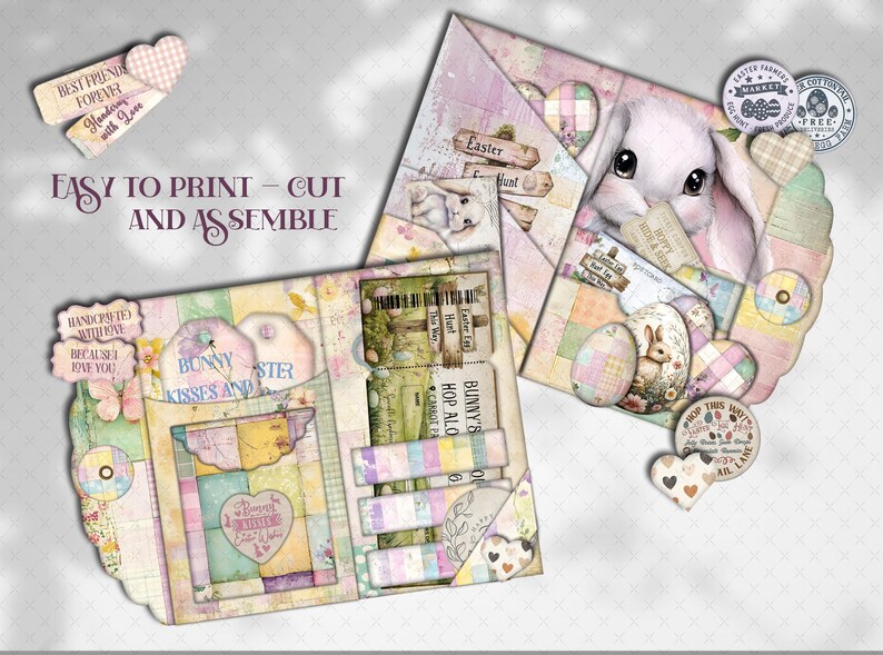 Easter Junk Journal Kit: Bunny Ephemera, Pockets (digital Download) - Etsy