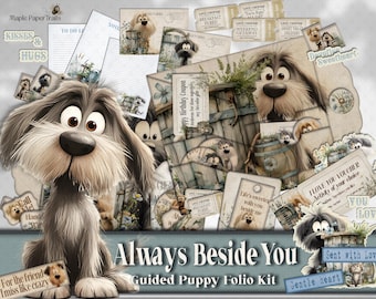 Always Beside You - Guided Dog Folio Kit | Fully Loaded Printable Puppy Journal Folio | 100+ Elements to Layer & Tuck Away
