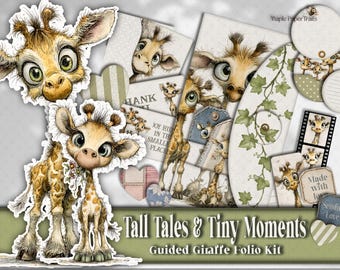 Tall Tales & Tiny Moments – Guided Giraffe Folio Kit: Printable Memory Keepsake with 100+ Elements to Layer and Tuck Away