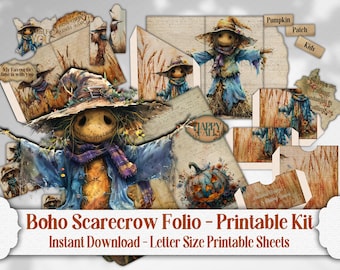 Scarecrow Folio Kit: Fully Loaded  Junk Journal Printable Autumn Keepsake - DIY Paper Craft Supply - Scrapbook Ephemera, Tags and more!