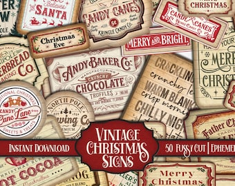 Vintage Christmas Ephemera: Printable Festive Snippets & Stickers (Digital Download)