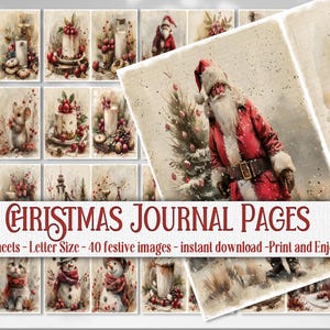 Christmas Junk Journal Pages, Holiday Festive Craft bundle, Letter to Santa Printable Download, Winter Craft Supplies Scrapbook Paper