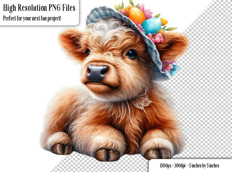 36 Cute Seasonal Highland Cow PNG Clip Art Bundle, Instant Printable ...
