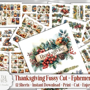 Thanksgiving Traditionele bloemen kieskeurige uitsnedes, kortstondige, stickers, collagevellen ongewenste dagboek kaarten maken Afdrukbaar DIY ambachten Dankbaarheid citaat