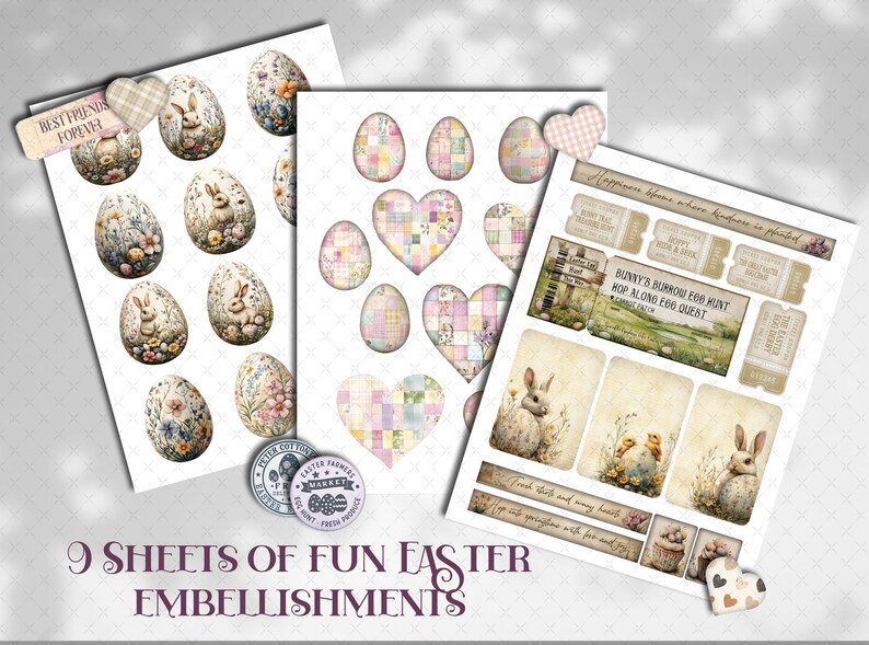 Easter Junk Journal Kit: Bunny Ephemera, Pockets (digital Download) - Etsy