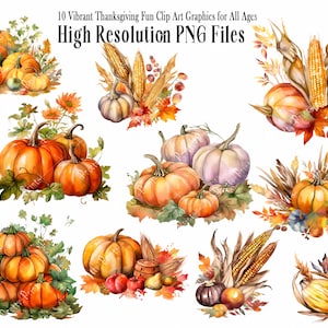 Clip Art del Ringraziamento - Grafica stampabile perfetta per autunno/autunno per biglietti, inviti, stampe, album, diari, decorazioni per la casa