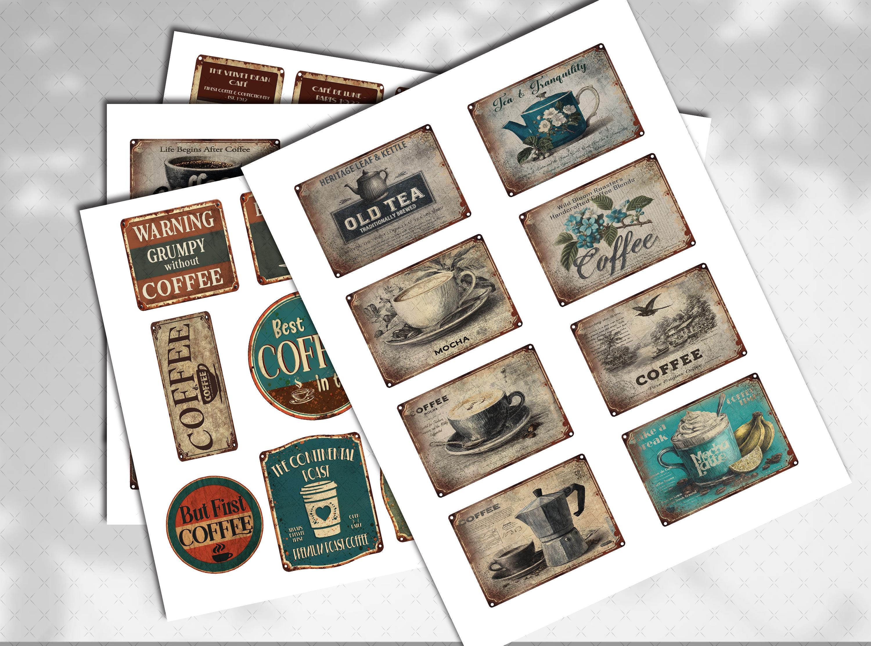 Vintage Coffee Signs Ephemera: Printable Coffee House Metal Sign Fussy ...
