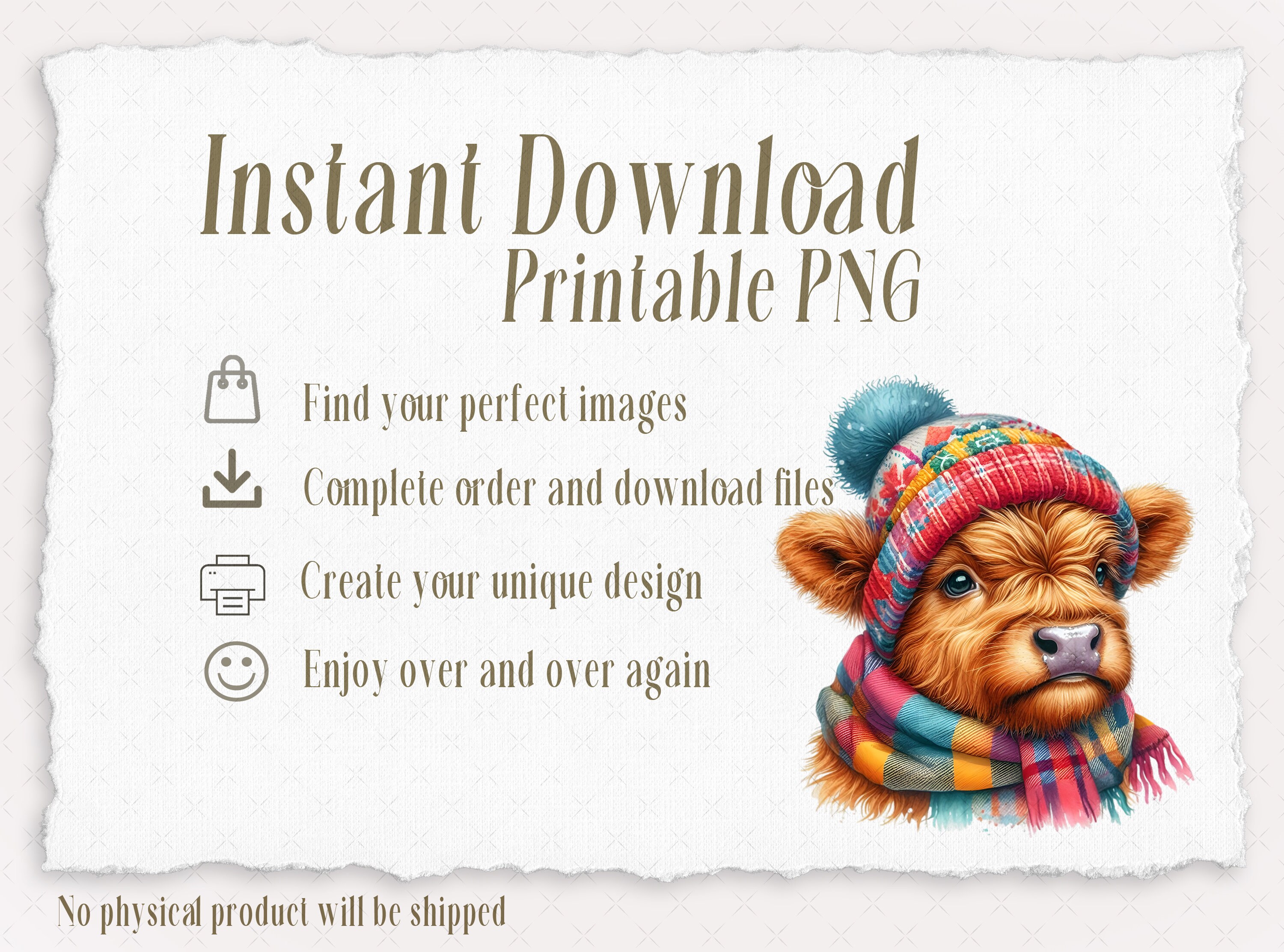 36 Cute Seasonal Highland Cow PNG Clip Art Bundle, Instant Printable ...