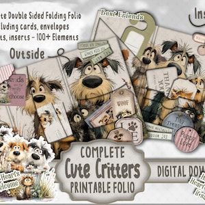 Kit de álbum de recortes con temática de cuentos vintage y amigos peludos: imprimible para diario creativo, efímeros de estilo shabby chic, páginas de recuerdos, etiquetas, bolsillos y tarjetas.