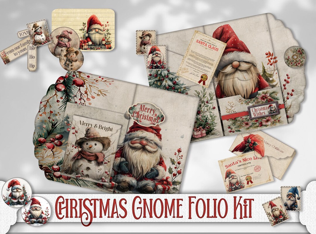 Christmas Gnome Stickers - 28 Piece Set For Journaling, Scrapbooking & Holiday Crafts