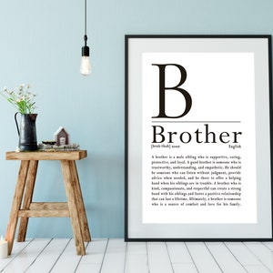 Bruder Definition Zitat Familie Wandposter - Zubehör für Kartenherstellung, Definition Wort Druck, Wortüberlagerung PNG - Geschenk für Ihn.