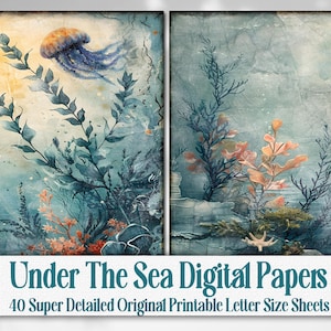 Under the Sea Digital Paper Ocean Life Journal Scrapbook Background ...