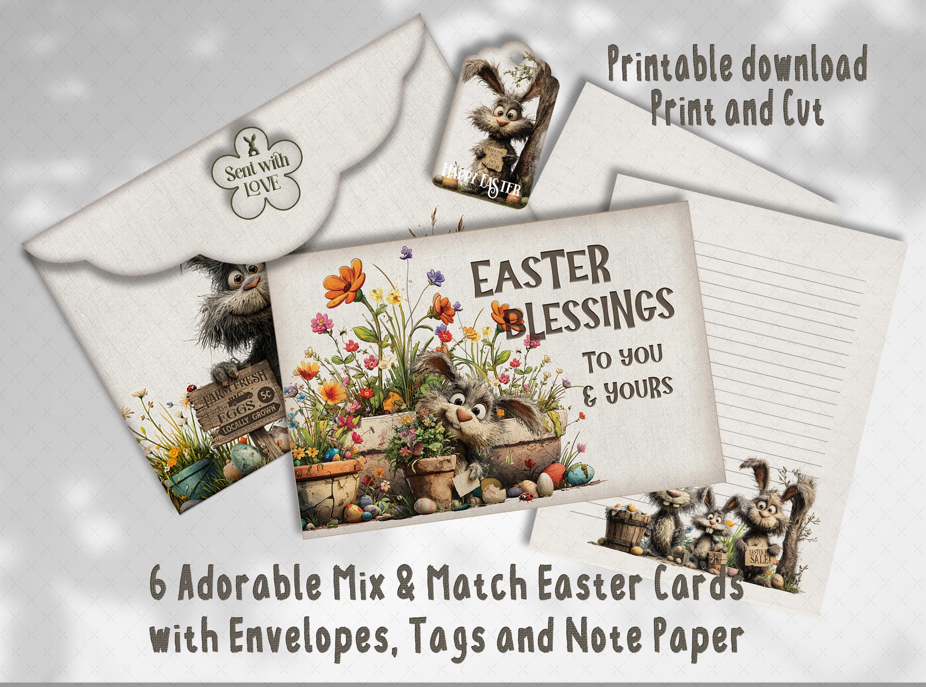 Easter Bunny Folding Card Kit - Printable Easter Cards | Envelopes ...