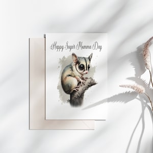 Ilustração fofa de Sugar Glider, Suggie Momma, fuzzbutt's, Cartão de bolso para animais de estimação exóticos, Convites, Impressões, Scrapbook digital, Junk Journal,