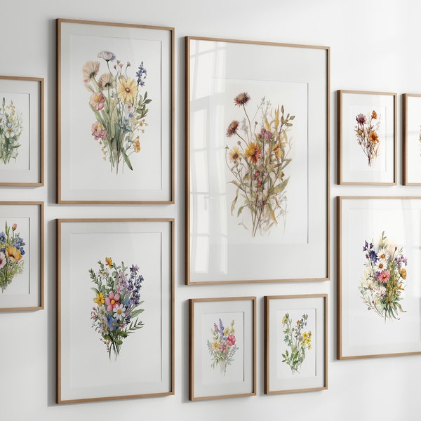 10 Stunning Watercolor Wildflower Prints - Digital Download - Home decor - Wall art- Touch of Natural Floral Beauty, Plants and flowers