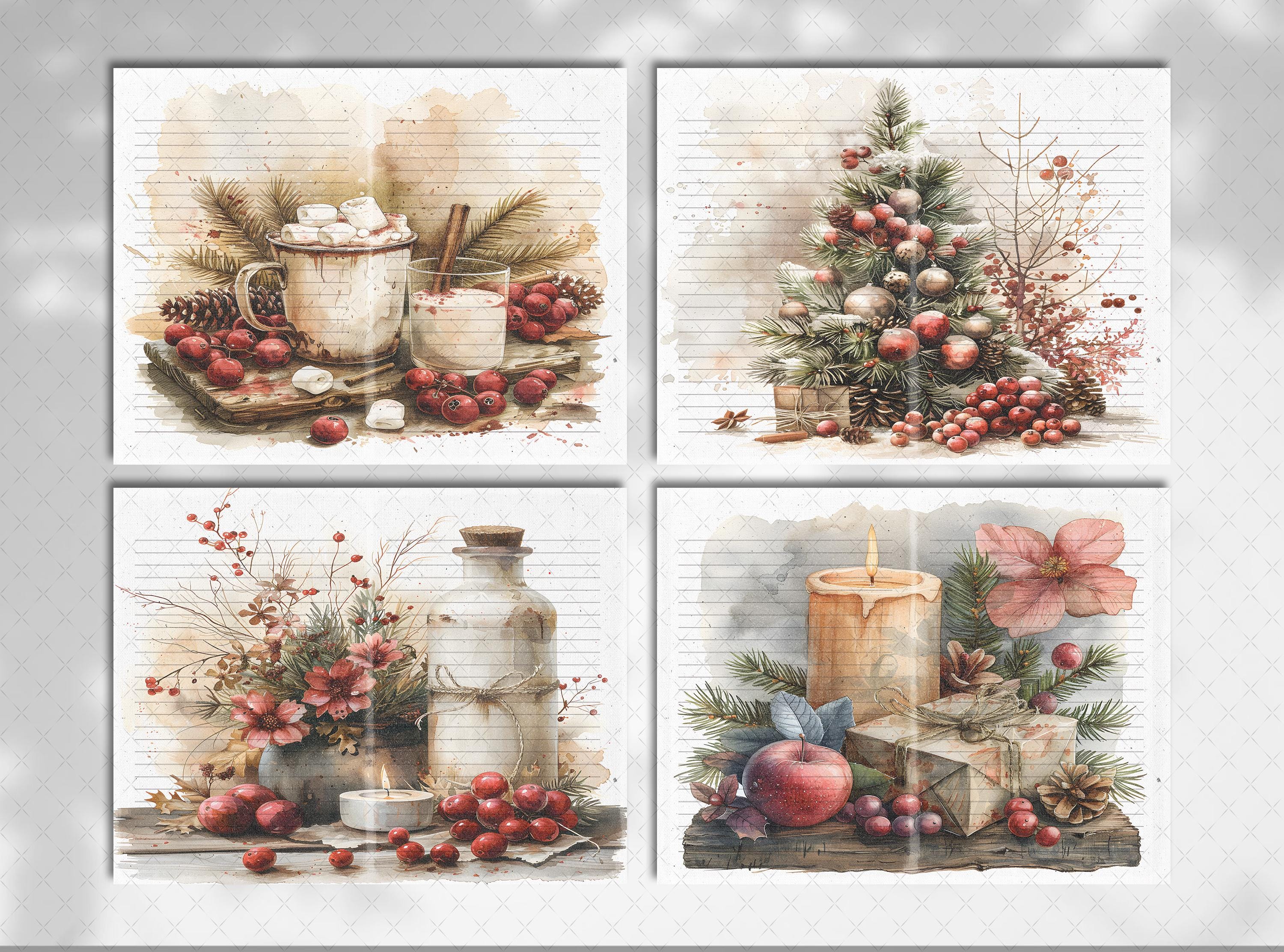 ヴィンテージクリスマスジャンクジャーナルページ：シャビーシックな