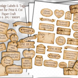 Vintage Sepia Collection of Meaningful Words, Quotes and Phrases to tuck away and add a touch of whimsy to your junk journal, scrapbook or creative paper projects. 
Printable Ephemera pack for Card making, Collage, and Clusters. Vintage-inspired tickets, stubs, tags, and various Shabby-style labels, fussy cuts, embellishments - Perfect for crafting and print and cut projects.