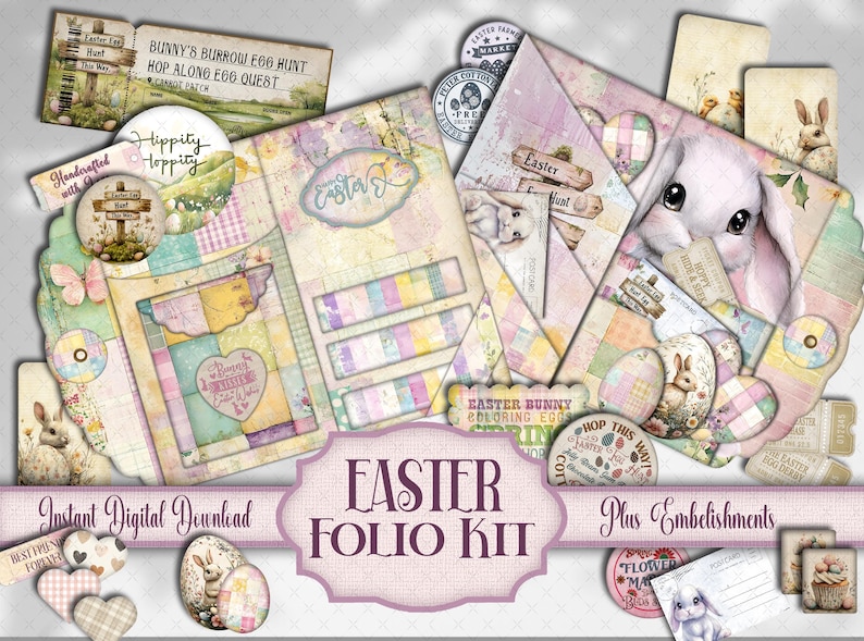 Easter Junk Journal Kit: Bunny Ephemera, Pockets (digital Download) - Etsy