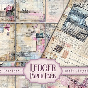 Artistic Ledger Junk Journal Paper Pack - Graffiti gefärbter bedruckbarer Scrapbook-Hintergrund, Collage Bastelbedarf, Ephemera, Tags, Kartenherstellung