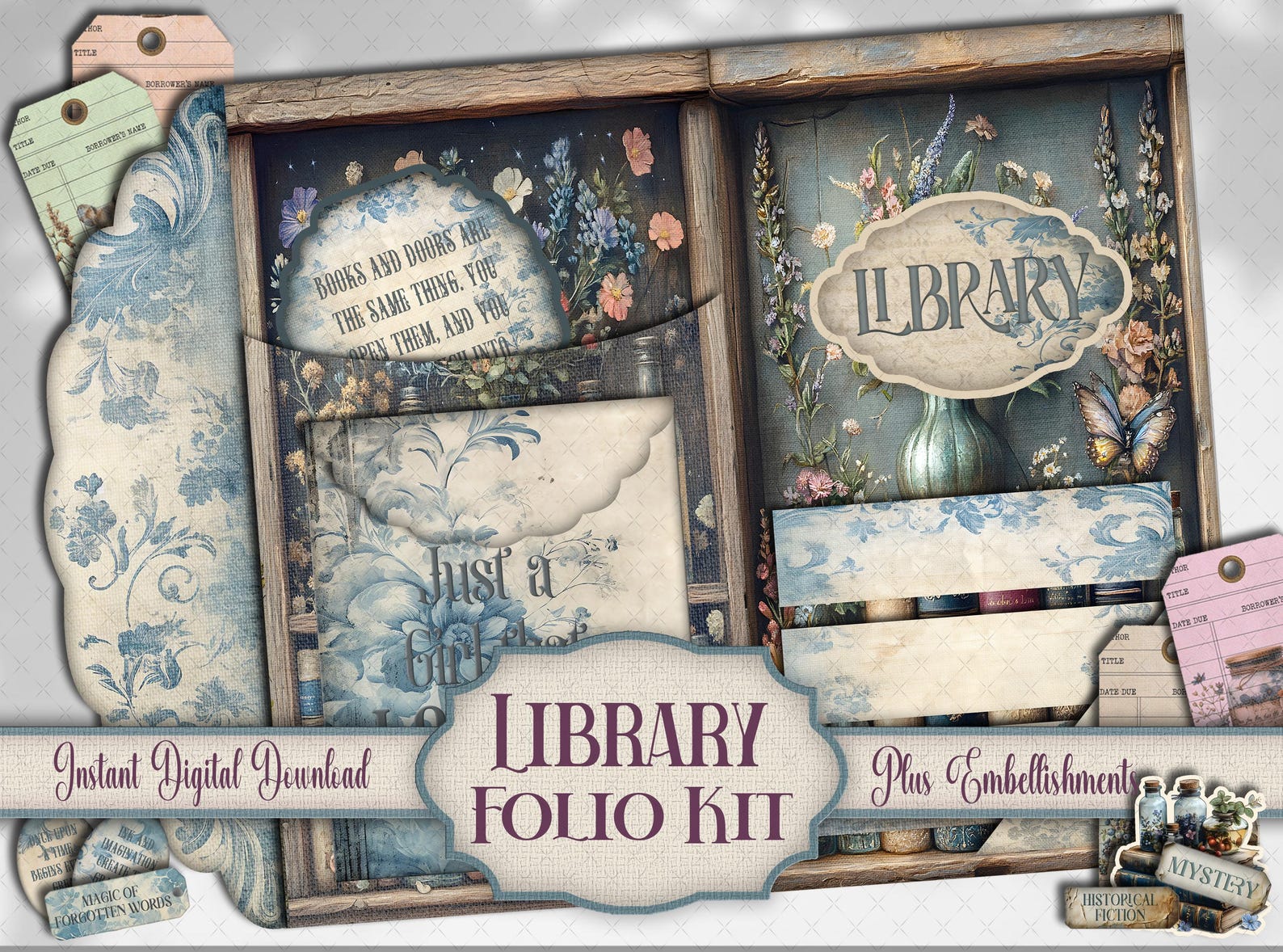 Antique Library Folio Kit - Fully Loaded Junk Journal Printable ...