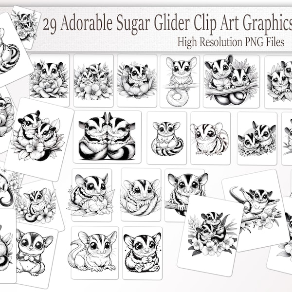 29 Sugar Glider Linie Zeichnung Clip Art Bundle, Exotische Haustier Kunst, Fuzzbutts, Sugar Glider Mom Geschenk, Exotische Haustier Linie Zeichnungen png - PNG Download