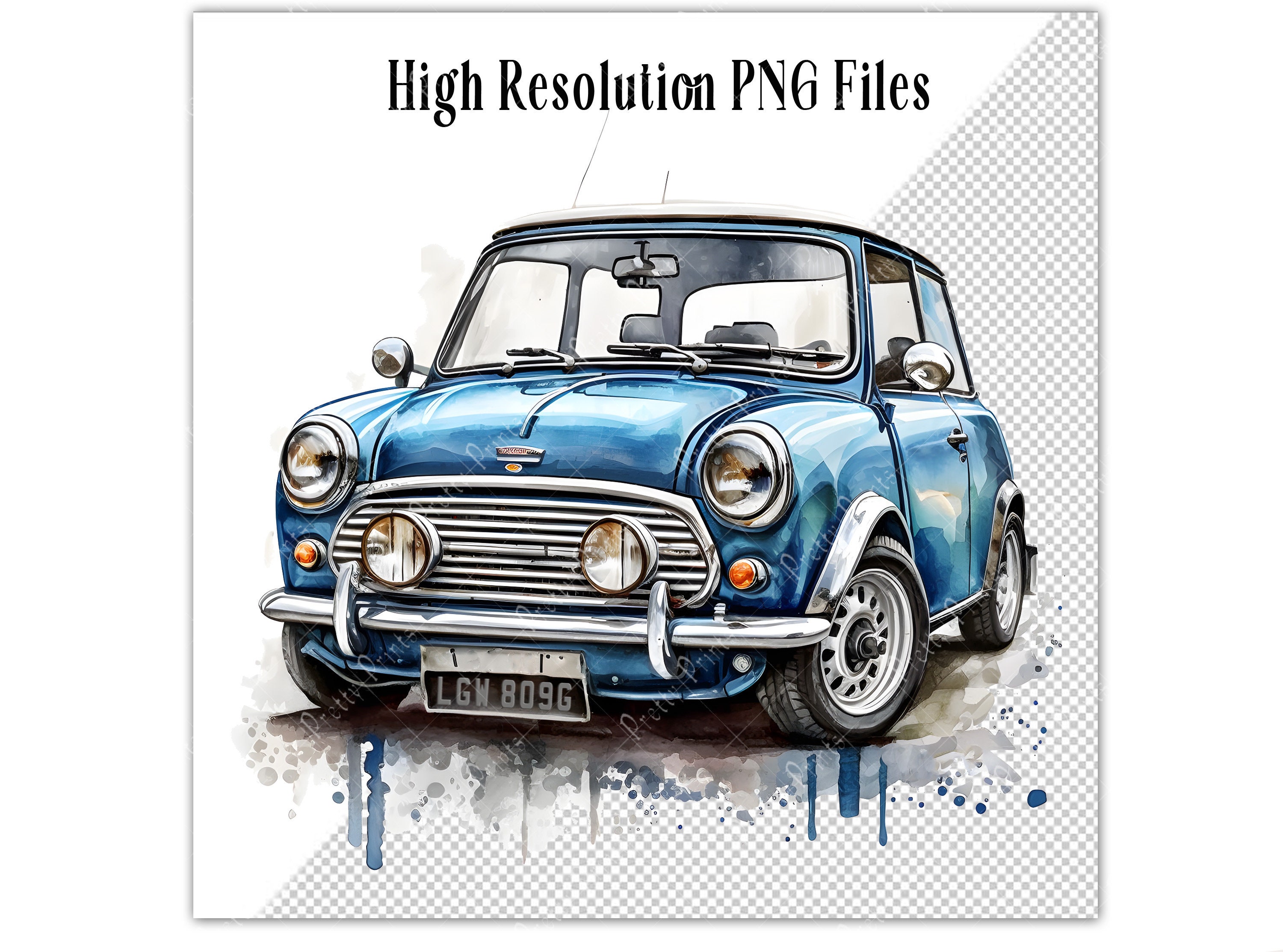 Classic Mini Cooper Clip Art Digital Images for Cards Etsy