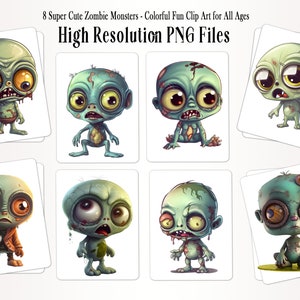 Zombie amis Clip Art, téléchargement de graphiques PNG mignon fantasmagorique, projets de bricolage d'Halloween amusants macabres et décoration, Monster Mash bricolage décoration de vacances