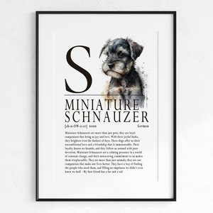 Miniature Schnauzer Definition Art Print: Loyalty, Intelligence, Playfulness & Affection, Art for animal lovers - Schnauzer home accessories