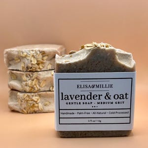 Lavender & Oat Natural Handmade Bastille Bar Soap, Exfoliating soap, gentle soap, baby soap, sensitive skin, medium grit