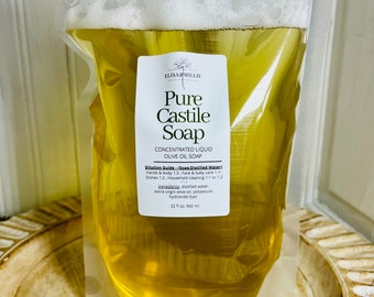 Pure Concentrated Castile Olive Oil Soap, 32 oz pouch, All-Natural, Biodegradable, Eco-friendly packaging