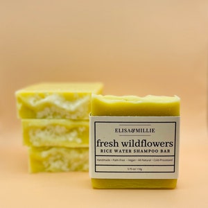 Wildflowers Rice Water Shampoo Bar Soap, All-Natural, Handmade, Moisturizing, Eco-friendly, Sustainable, plastic-free, Hair Bar