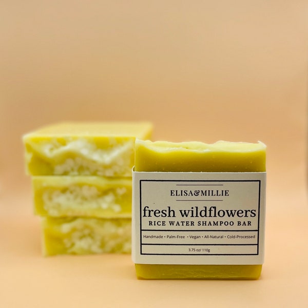 Wildflowers Rice Water Shampoo Bar Soap, All-Natural, Handmade, Moisturizing, Eco-friendly, Sustainable, plastic-free, Hair Bar