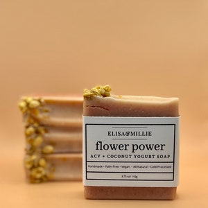 Flower Power Naturally Pink ACV & Coconut Yogurt Soap Vegan, Handmade, Natural Bar Soap