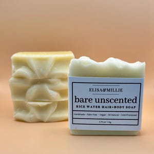 Unscented Rice Water Shampoo Bar Soap, All-Natural, Handmade, Moisturizing, Eco-friendly, Sustainable, plastic-free, Hair Bar