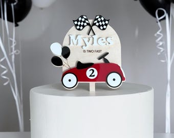 Personalized Two Fast Cake Topper for 2nd Birthday - Racing Theme Birthday